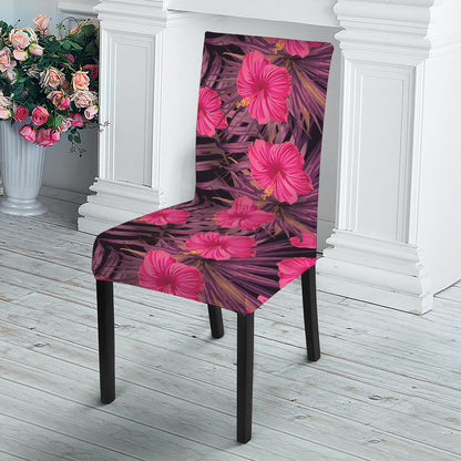 Pink Hawaiian Hibiscus Pattern Print Dining Chair Slipcover