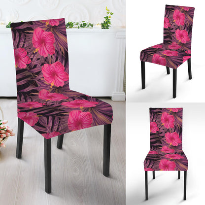 Pink Hawaiian Hibiscus Pattern Print Dining Chair Slipcover