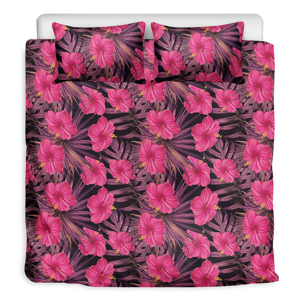 Pink Hawaiian Hibiscus Pattern Print Duvet Cover Bedding Set