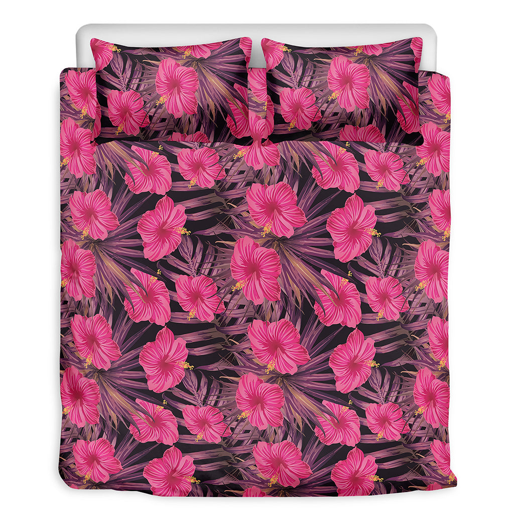 Pink Hawaiian Hibiscus Pattern Print Duvet Cover Bedding Set