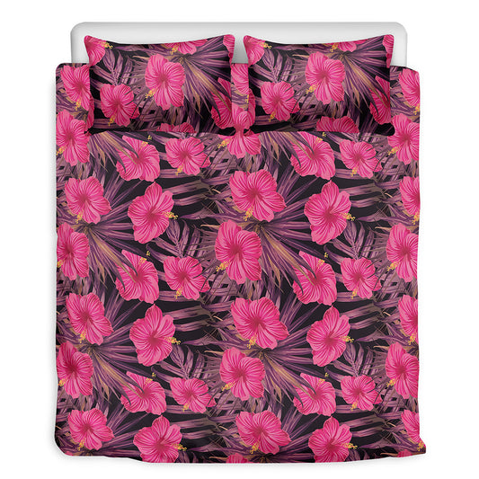 Pink Hawaiian Hibiscus Pattern Print Duvet Cover Bedding Set