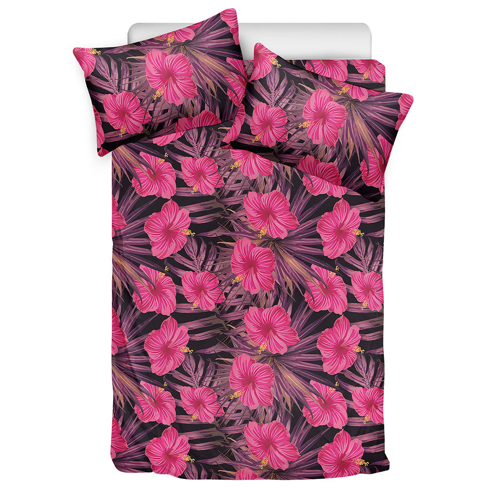 Pink Hawaiian Hibiscus Pattern Print Duvet Cover Bedding Set
