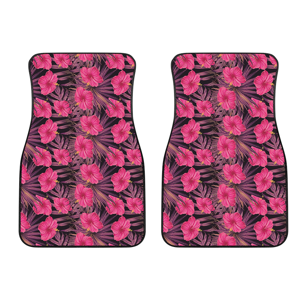 Pink Hawaiian Hibiscus Pattern Print Front Car Floor Mats