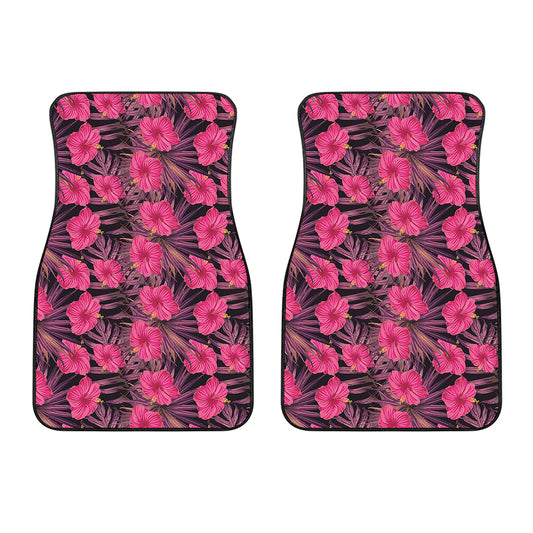 Pink Hawaiian Hibiscus Pattern Print Front Car Floor Mats