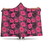 Pink Hawaiian Hibiscus Pattern Print Hooded Blanket