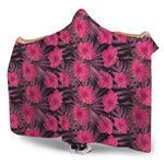 Pink Hawaiian Hibiscus Pattern Print Hooded Blanket