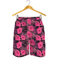 Pink Hawaiian Hibiscus Pattern Print Men's Shorts