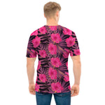Pink Hawaiian Hibiscus Pattern Print Men's T-Shirt