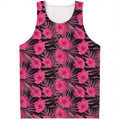Pink Hawaiian Hibiscus Pattern Print Men's Tank Top
