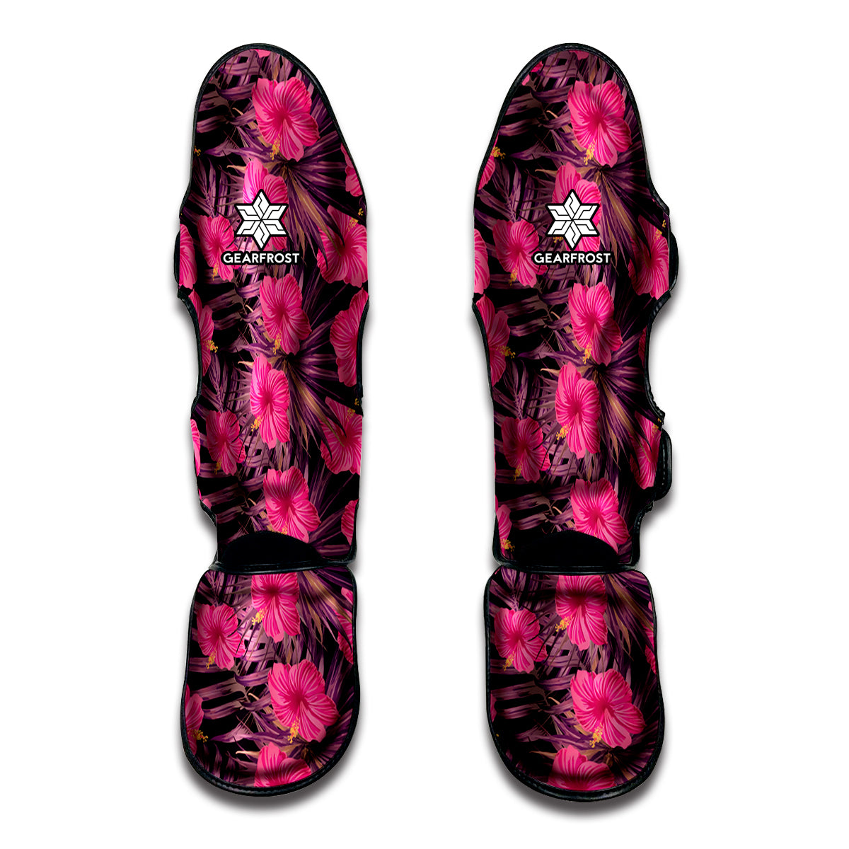 Pink Hawaiian Hibiscus Pattern Print Muay Thai Shin Guard