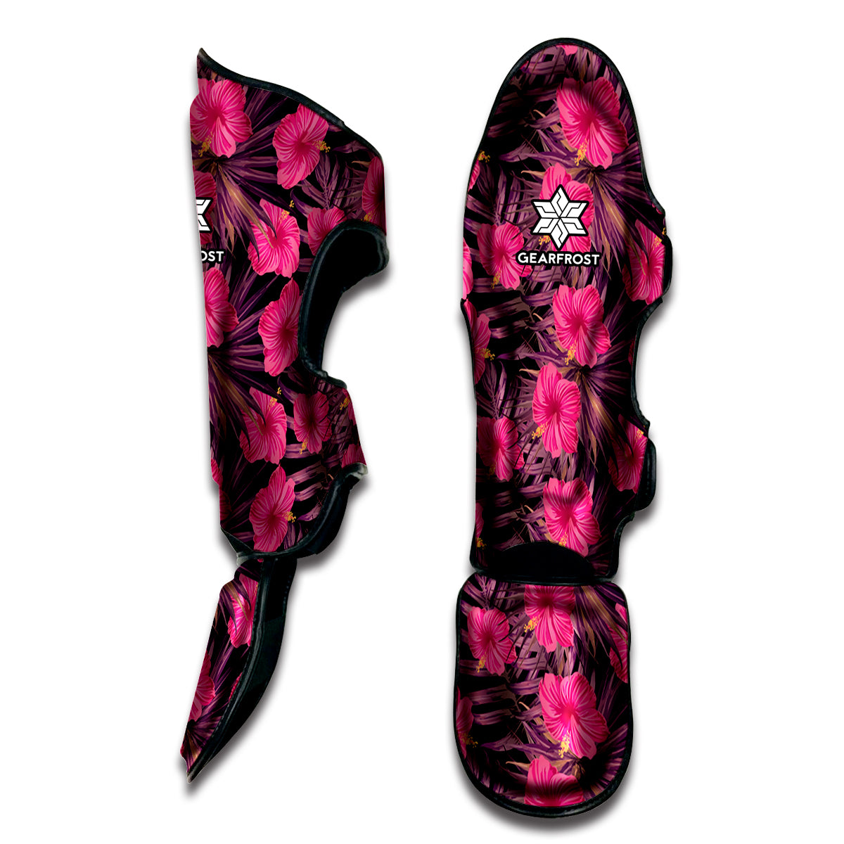 Pink Hawaiian Hibiscus Pattern Print Muay Thai Shin Guard