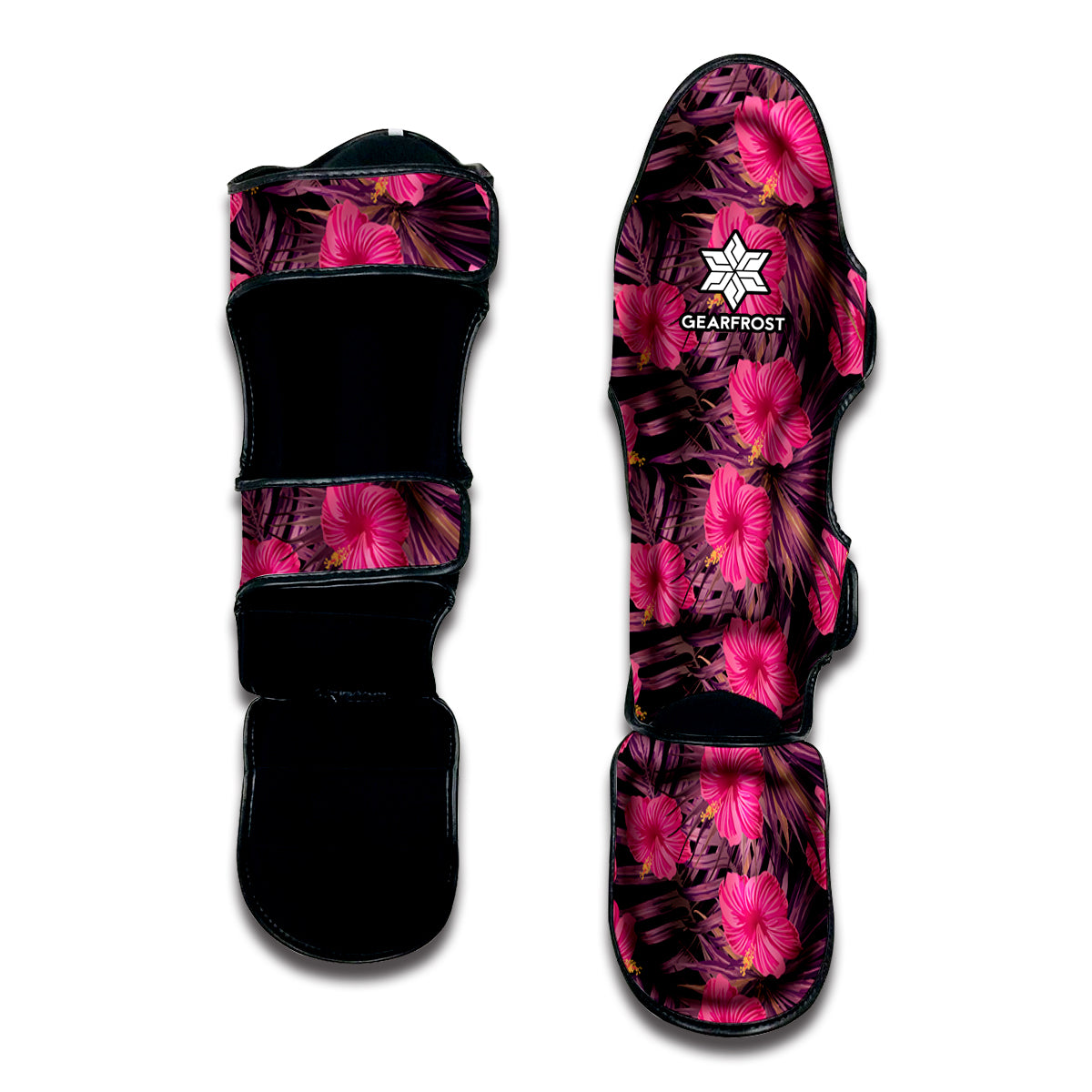 Pink Hawaiian Hibiscus Pattern Print Muay Thai Shin Guard