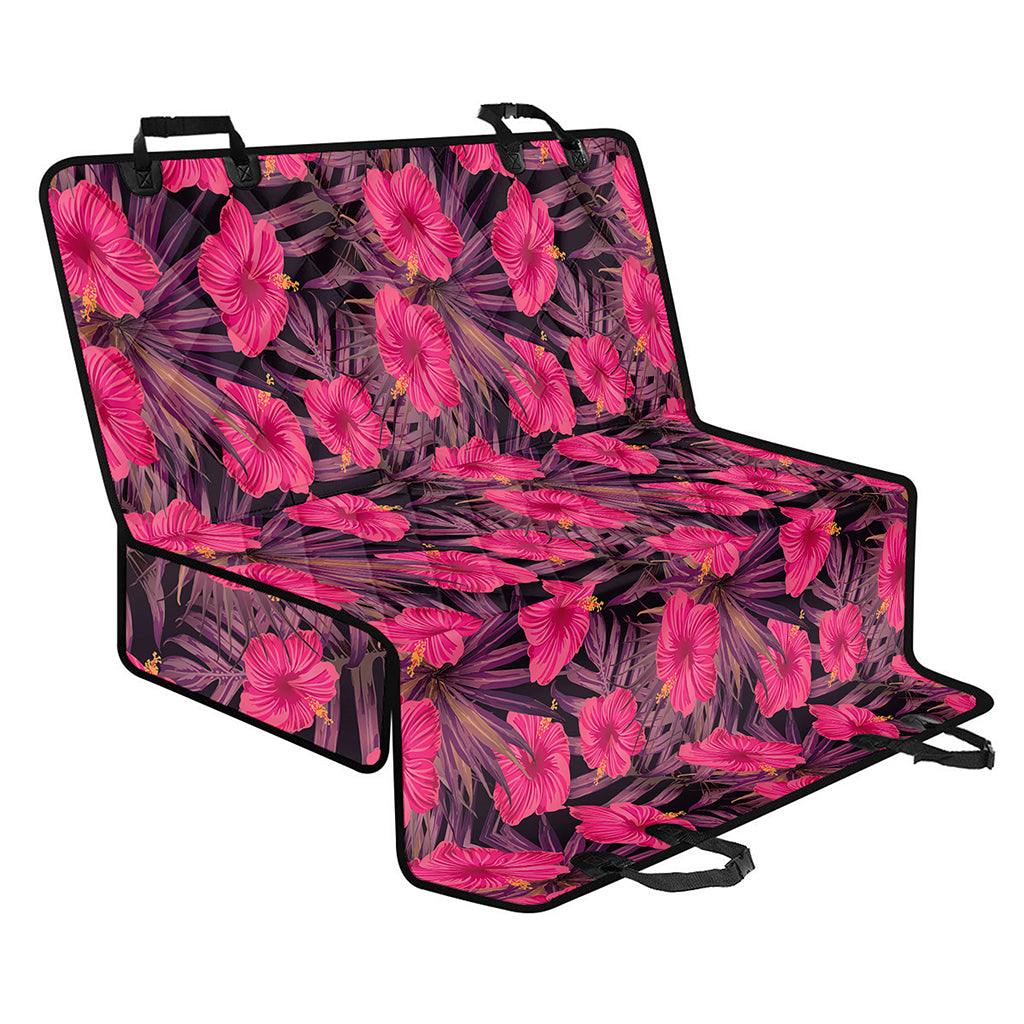 Pink Hawaiian Hibiscus Pattern Print Pet Car Back Seat Cover
