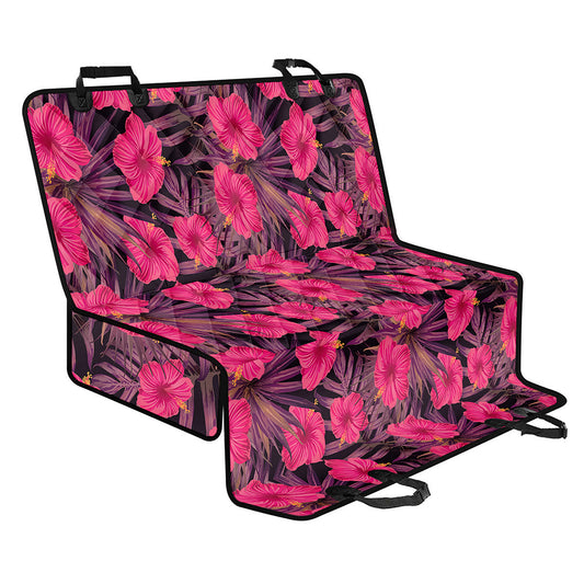 Pink Hawaiian Hibiscus Pattern Print Pet Car Back Seat Cover