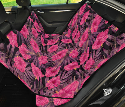 Pink Hawaiian Hibiscus Pattern Print Pet Car Back Seat Cover