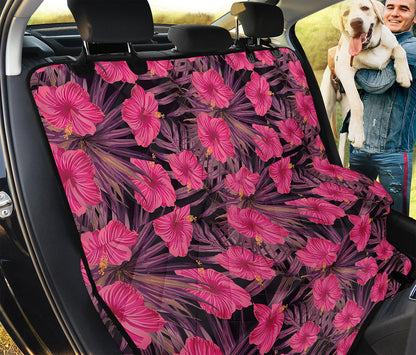 Pink Hawaiian Hibiscus Pattern Print Pet Car Back Seat Cover