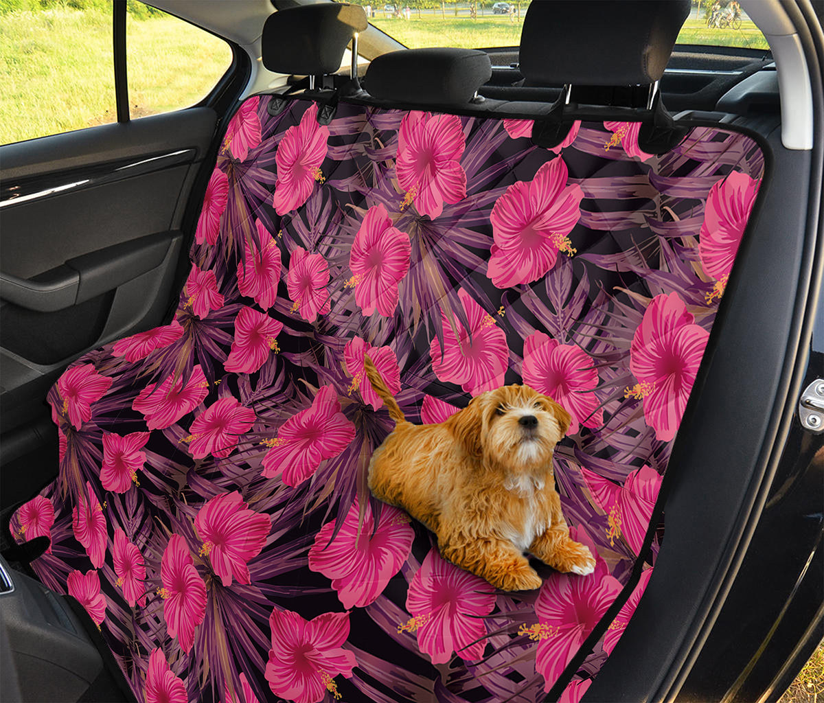 Pink Hawaiian Hibiscus Pattern Print Pet Car Back Seat Cover