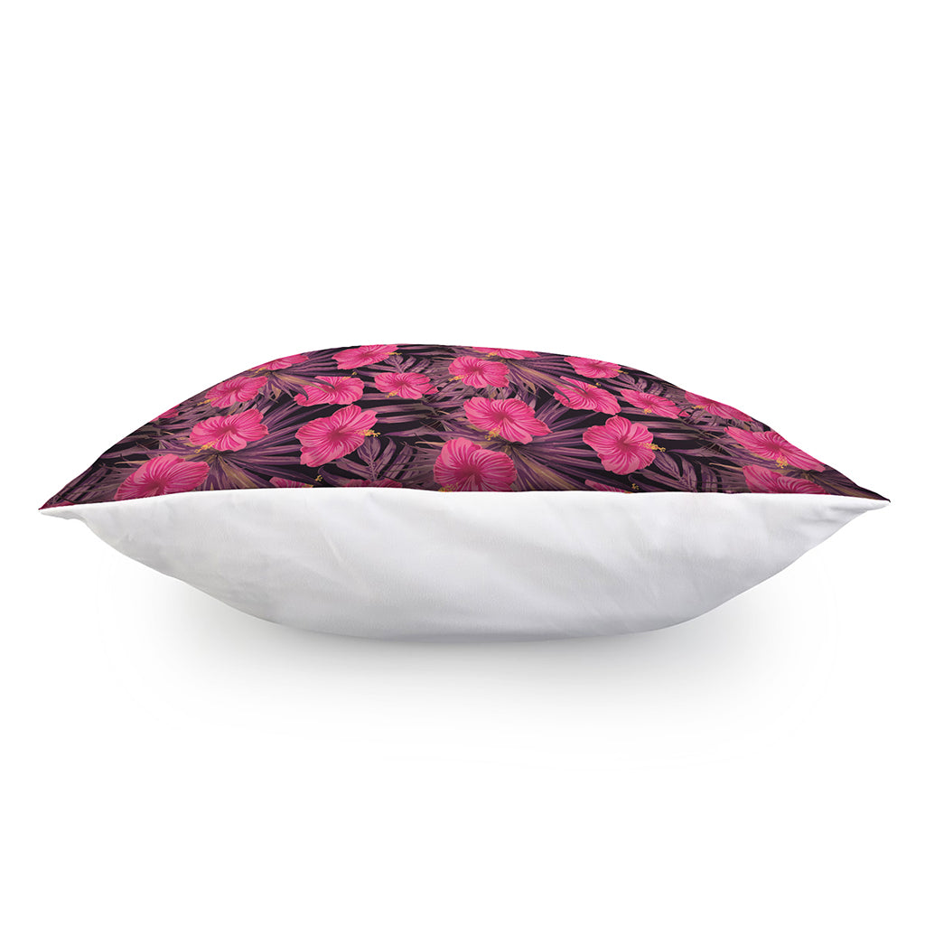 Pink Hawaiian Hibiscus Pattern Print Pillow Cover