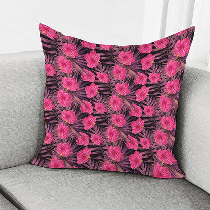Pink Hawaiian Hibiscus Pattern Print Pillow Cover