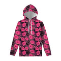 Pink Hawaiian Hibiscus Pattern Print Pullover Hoodie