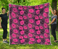 Pink Hawaiian Hibiscus Pattern Print Quilt