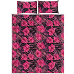 Pink Hawaiian Hibiscus Pattern Print Quilt Bed Set