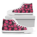 Pink Hawaiian Hibiscus Pattern Print White High Top Sneakers
