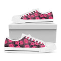 Pink Hawaiian Hibiscus Pattern Print White Low Top Sneakers