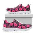 Pink Hawaiian Hibiscus Pattern Print White Running Shoes