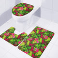 Pink Hawaiian Tropical Pattern Print 3 Piece Bath Mat Set