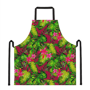 Pink Hawaiian Tropical Pattern Print Apron