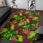 Pink Hawaiian Tropical Pattern Print Area Rug GearFrost