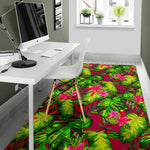 Pink Hawaiian Tropical Pattern Print Area Rug GearFrost