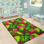 Pink Hawaiian Tropical Pattern Print Area Rug GearFrost