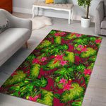 Pink Hawaiian Tropical Pattern Print Area Rug GearFrost