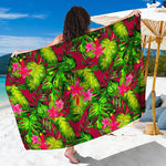Pink Hawaiian Tropical Pattern Print Beach Sarong Wrap