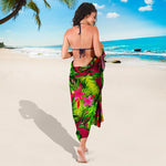 Pink Hawaiian Tropical Pattern Print Beach Sarong Wrap