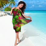 Pink Hawaiian Tropical Pattern Print Beach Sarong Wrap