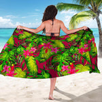 Pink Hawaiian Tropical Pattern Print Beach Sarong Wrap