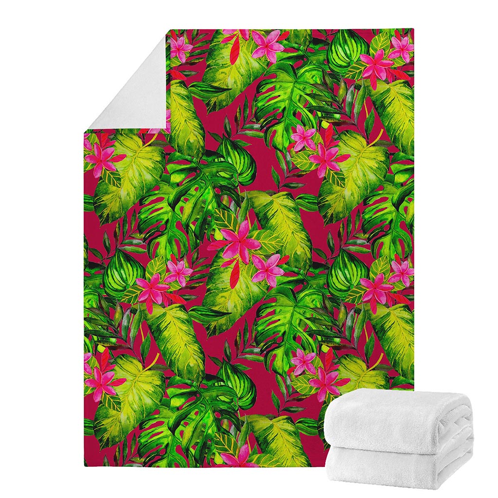 Pink Hawaiian Tropical Pattern Print Blanket