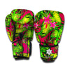 Pink Hawaiian Tropical Pattern Print Boxing Gloves