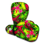 Pink Hawaiian Tropical Pattern Print Boxing Gloves