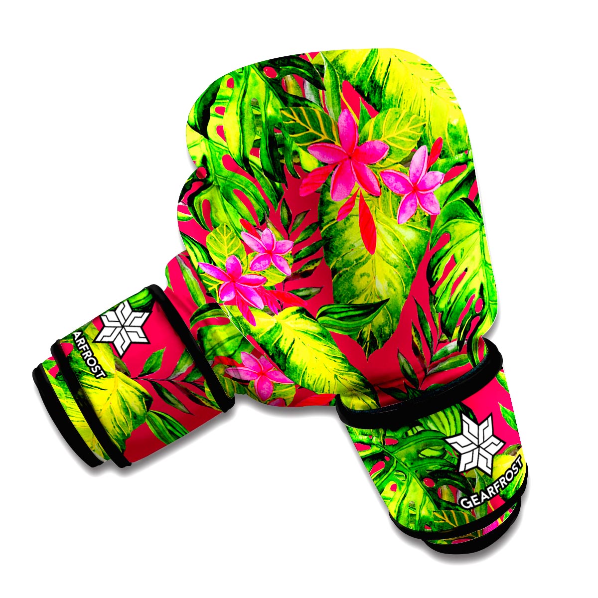 Pink Hawaiian Tropical Pattern Print Boxing Gloves