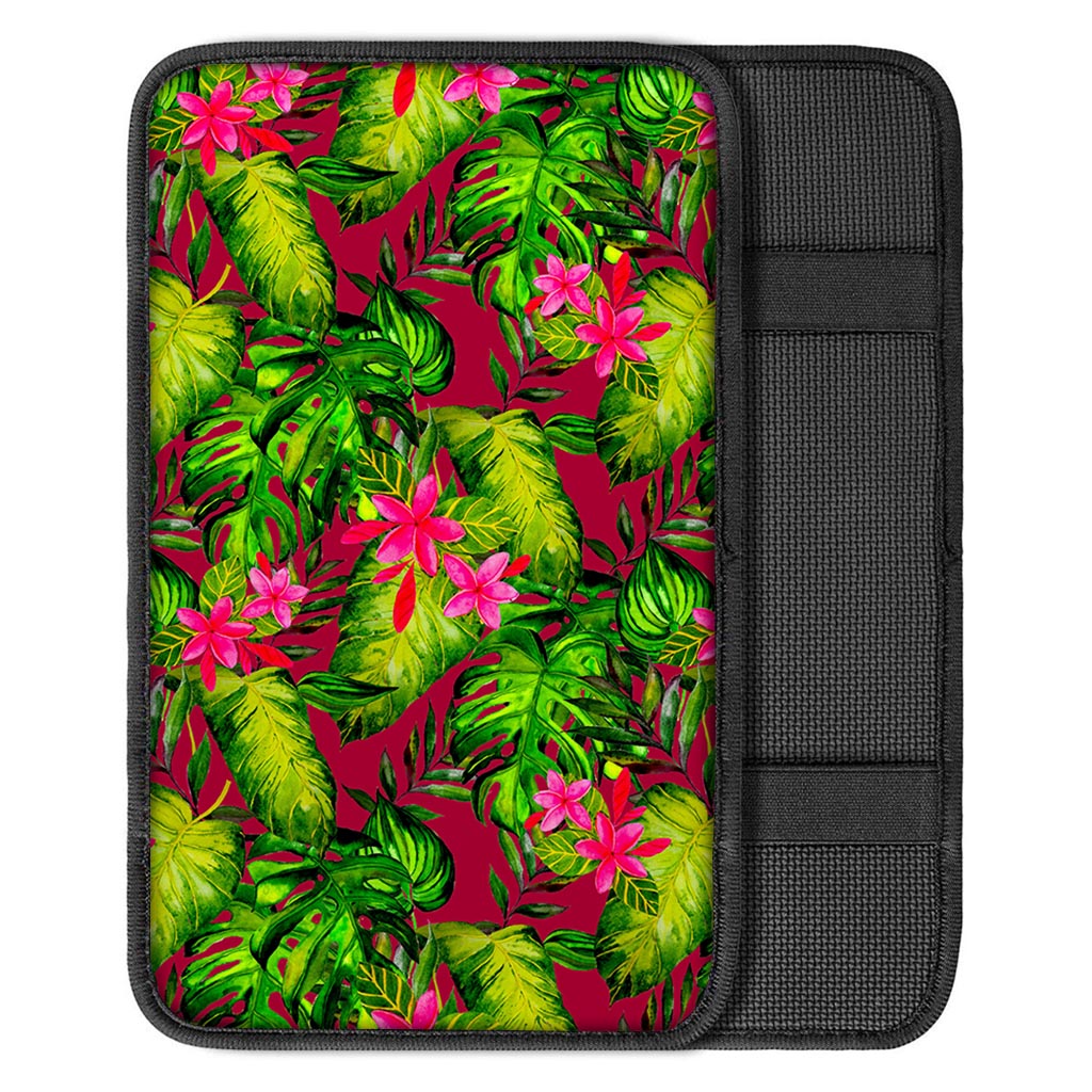 Pink Hawaiian Tropical Pattern Print Car Center Console Cover