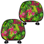 Pink Hawaiian Tropical Pattern Print Car Headrest Covers
