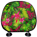 Pink Hawaiian Tropical Pattern Print Car Headrest Covers