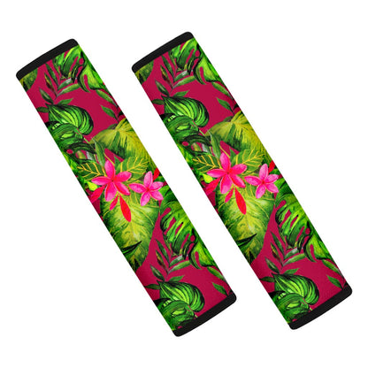 Pink Hawaiian Tropical Pattern Print Car Seat Belt Covers