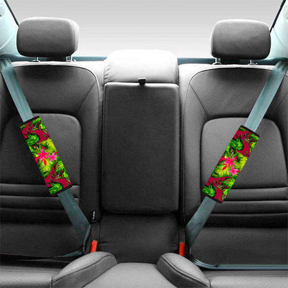 Pink Hawaiian Tropical Pattern Print Car Seat Belt Covers