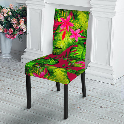 Pink Hawaiian Tropical Pattern Print Dining Chair Slipcover