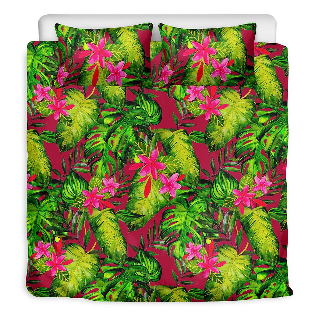 Pink Hawaiian Tropical Pattern Print Duvet Cover Bedding Set